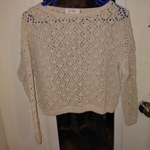 Jessica Simpson Cream Open-Knit Scoop Neck Summer Sweater